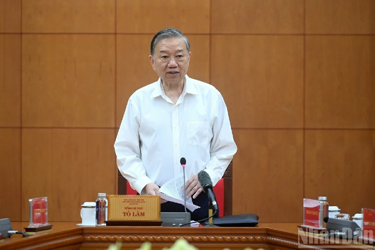 Tổng Bí thư Tô Lâm phát biểu tại cuộc họp Thường trực Ban Chỉ đạo Trung ương về phòng, chống tham nhũng, lãng phí, tiêu cực.