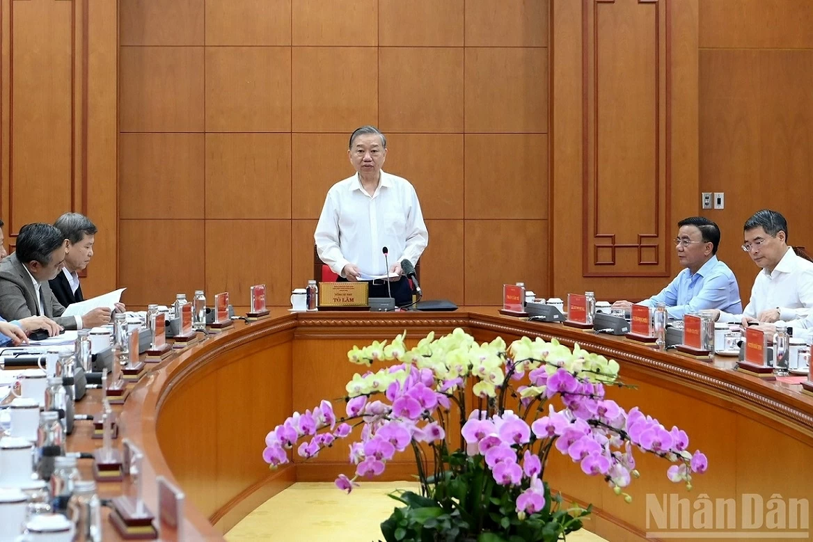 Tổng Bí thư Tô Lâm phát biểu tại cuộc họp Thường trực Ban Chỉ đạo Trung ương về phòng, chống tham nhũng, lãng phí, tiêu cực.