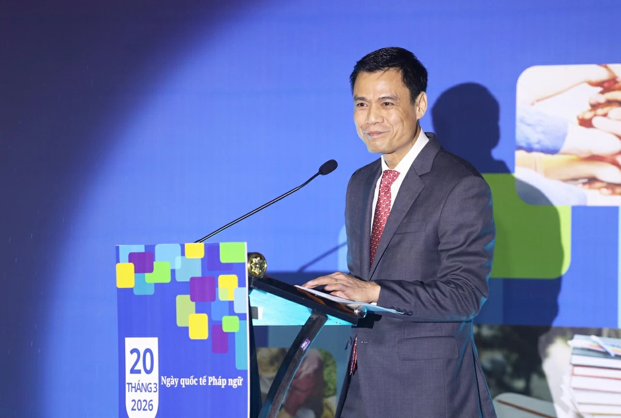 Thứ trưởng Ngoại giao Đặng Hoàng Giang phát biểu tại buổi lễ. (Ảnh: Thành Long)