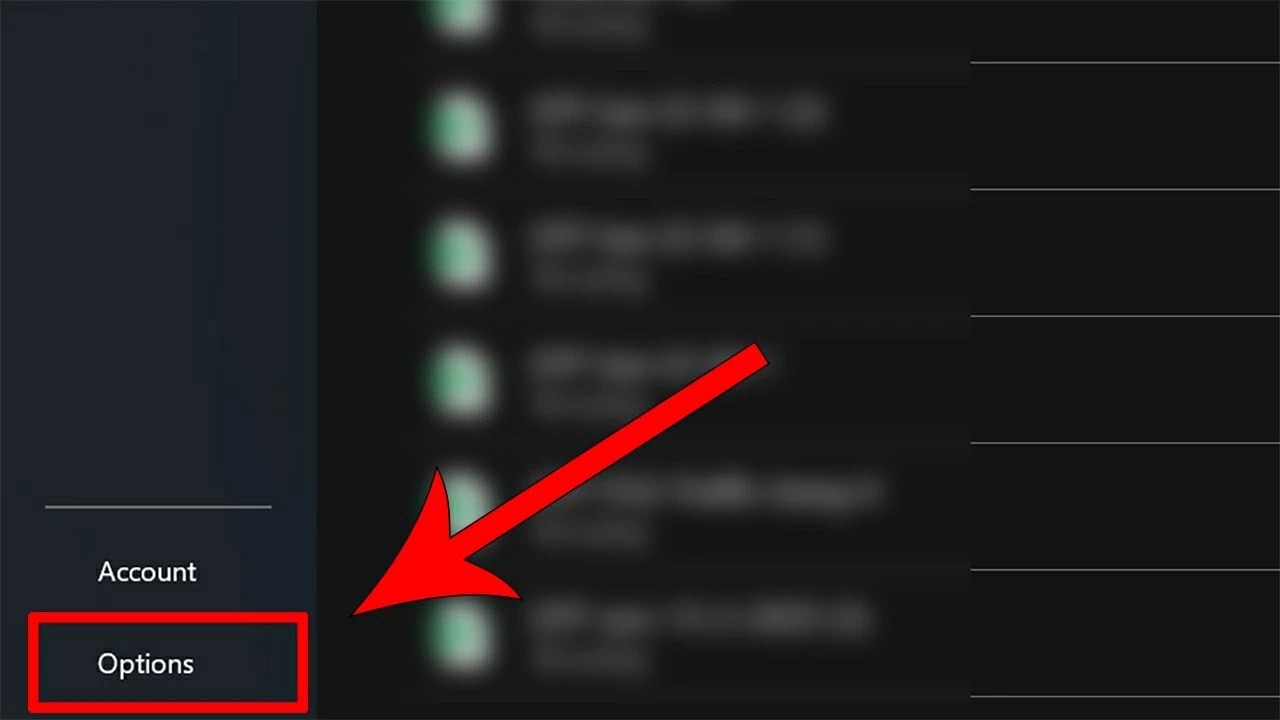 Trong danh sách tùy chọn hiện ra, chọn Options. Trong danh sách tùy chọn hiện ra, chọn Options.