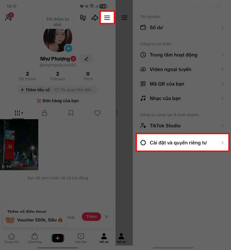 Mở ứng dụng TikTok trên điện thoại. Mở ứng dụng TikTok trên điện thoại.