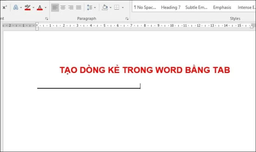 Đặt con trỏ chuột tại vị trí cần tạo dòng kẻ, sau đó nhấn phím Tab trên bàn phím. Đặt con trỏ chuột tại vị trí cần tạo dòng kẻ, sau đó nhấn phím Tab trên bàn phím.