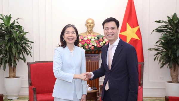 Thứ trưởng Đặng Hoàng Giang làm việc với Điều phối viên thường trú Liên hợp quốc tại Việt Nam Pauline Tamesis