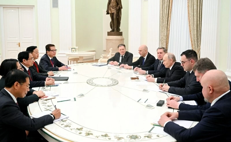 Thủ tướng Chính phủ Phạm Minh Chính hội kiến Tổng thống Liên bang Nga Vladimir Putin Thủ tướng Chính phủ Phạm Minh Chính hội kiến Tổng thống Liên bang Nga Vladimir Putin