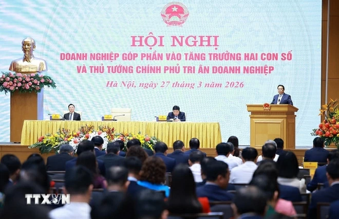 Thủ tướng chủ tr&igrave; hội nghị về tăng trưởng hai con số v&agrave; tri &acirc;n doanh nghiệp