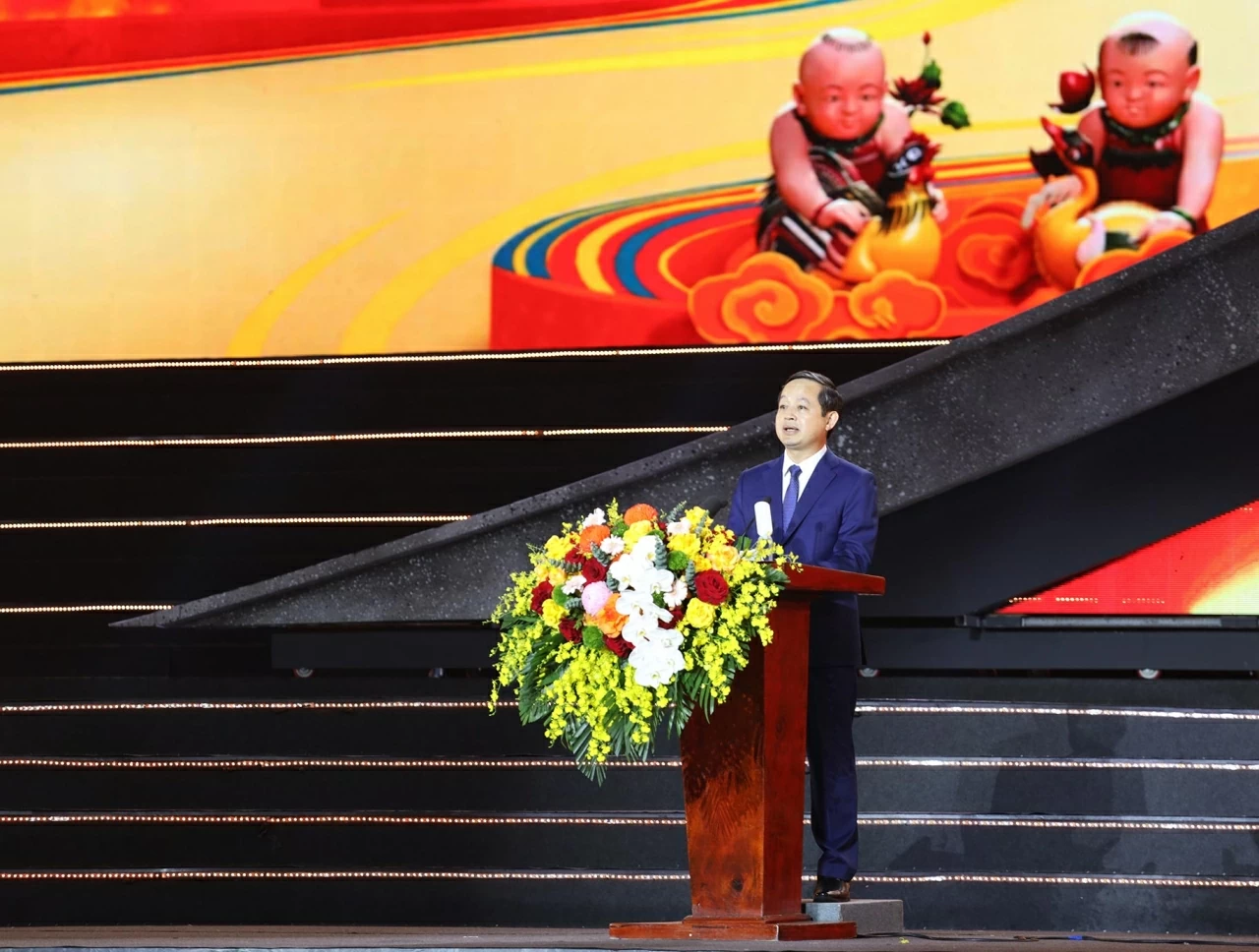 Phó Bí thư Tỉnh ủy, Chủ tịch UBND tỉnh Bắc Ninh Phạm Hoàng Sơn phát biểu tại buổi lễ. (Ảnh: Thành Long)