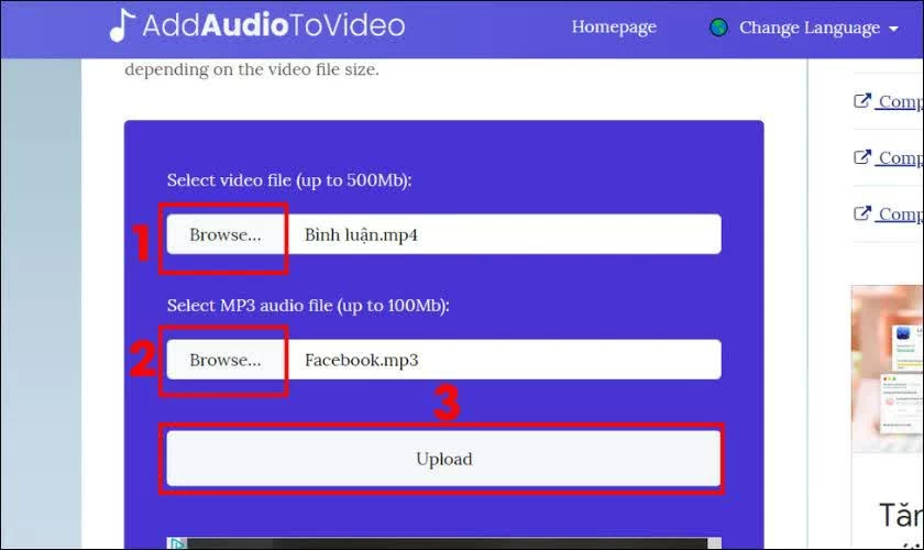 Tại mục Select video file, nhấn Browse để tải lên video cần chỉnh sửa. Tại mục Select video file, nhấn Browse để tải lên video cần chỉnh sửa.