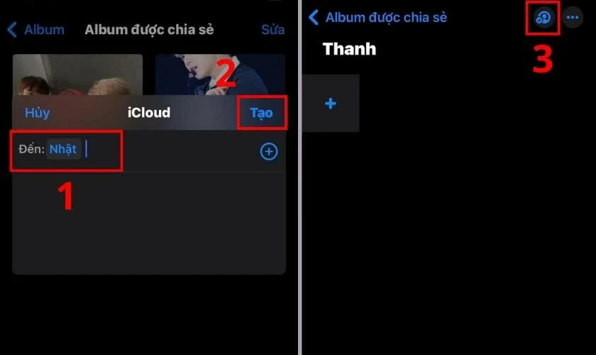 Nhập email hoặc số điện thoại người nhận, sau đó nhấn Tạo.