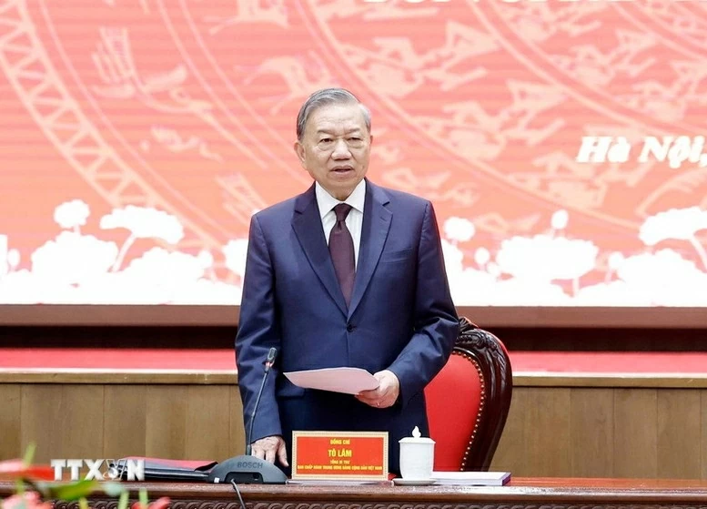 Tổng Bí thư Tô Lâm phát biểu tại hội nghị. (Nguồn: TTXVN) Tổng Bí thư Tô Lâm phát biểu tại hội nghị. (Nguồn: TTXVN)