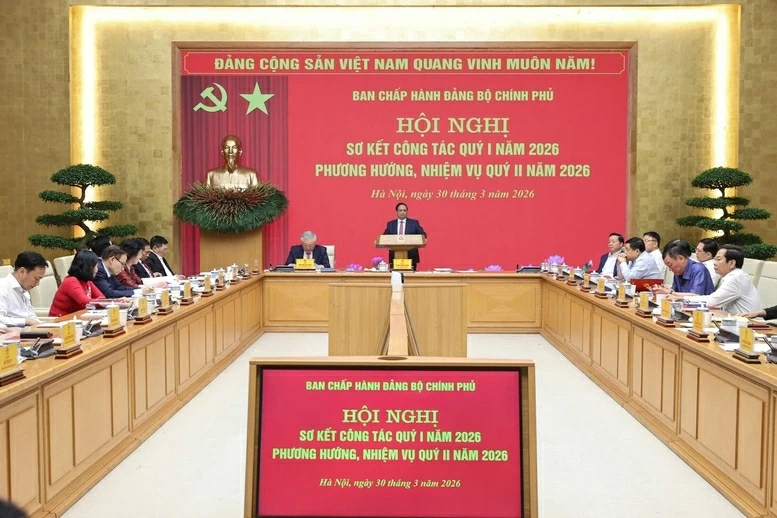 Thủ tướng Phạm Minh Chính chủ trì Hội nghị Đảng ủy Chính phủ, ngày 30/3. (Nguồn: VGP) Thủ tướng Phạm Minh Chính chủ trì Hội nghị Đảng ủy Chính phủ, ngày 30/3. (Nguồn: VGP)