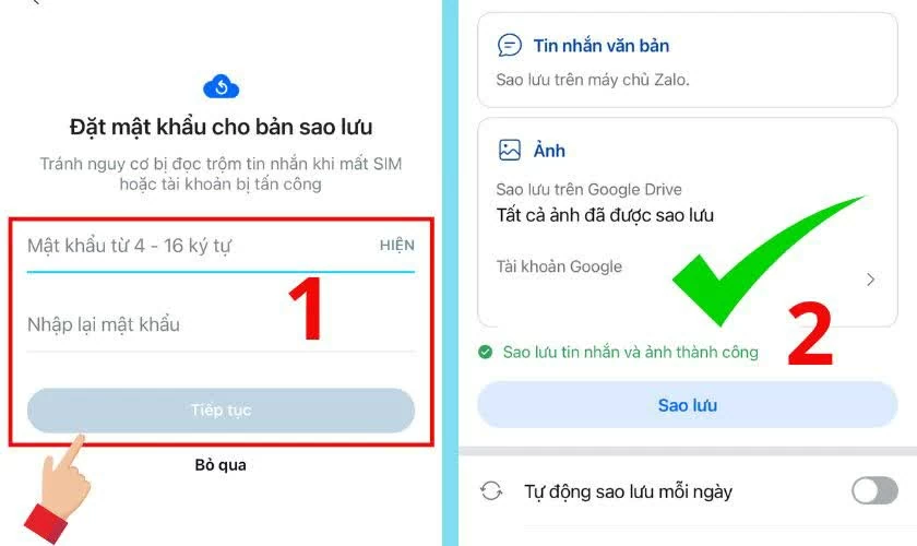 Nhập mật khẩu và làm theo hướng dẫn trên màn hình. 