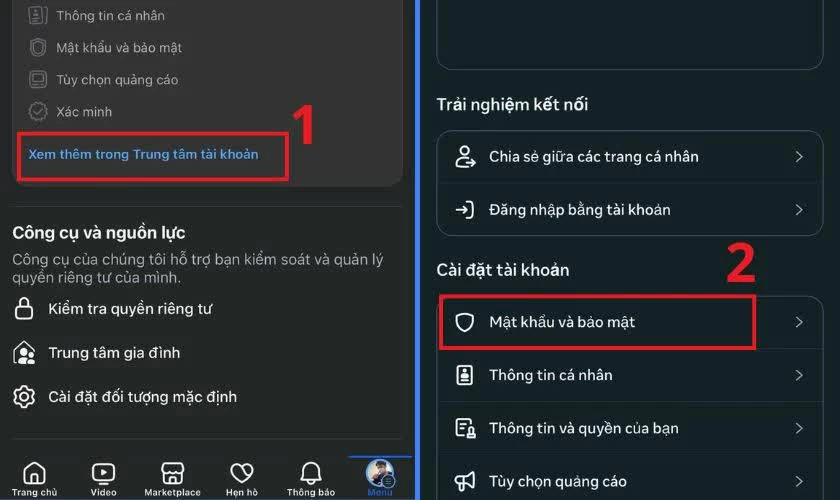 Vào mục Xem thêm trong Trung tâm tài khoản.