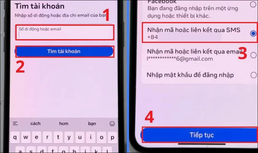Nhập email hoặc số điện thoại đã đăng ký.