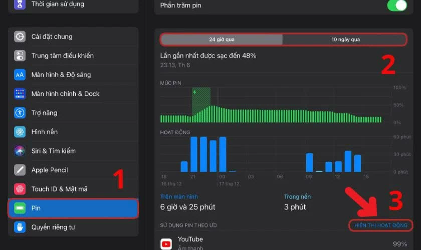 Kiểm tra pin trực tiếp trên iPad nhanh chóng. Kiểm tra pin trực tiếp trên iPad nhanh chóng.