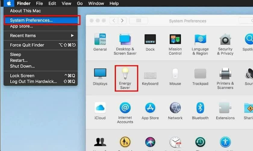 Mở System Preferences.