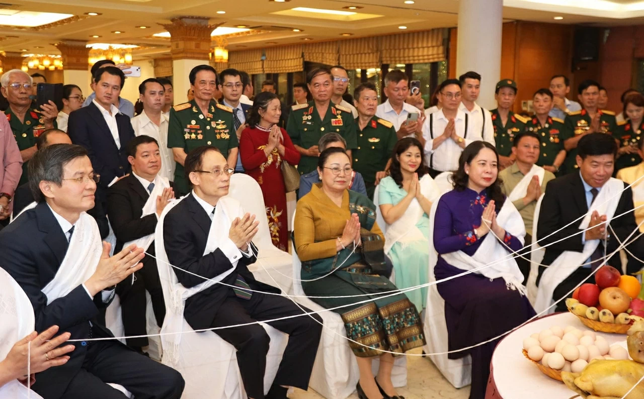 Các đại biểu tham dự Tiệc chiêu đãi nhân dịp Tết Cổ truyền Bun Pi-may Lào 2026. (Ảnh: Thành Long)
