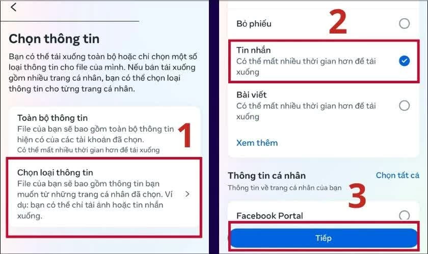 Trong phần Chọn thông tin, chọn Chọn loại thông tin. Trong phần Chọn thông tin, chọn Chọn loại thông tin.