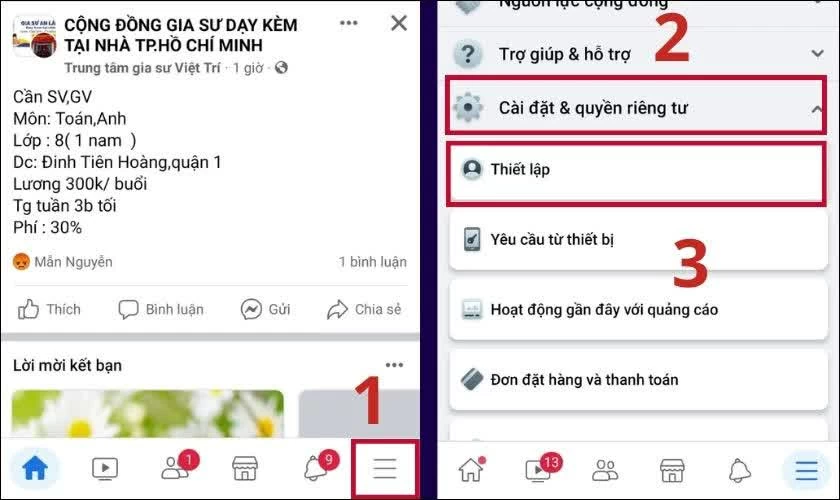 Đầu tiên, mở ứng dụng Facebook trên điện thoại.