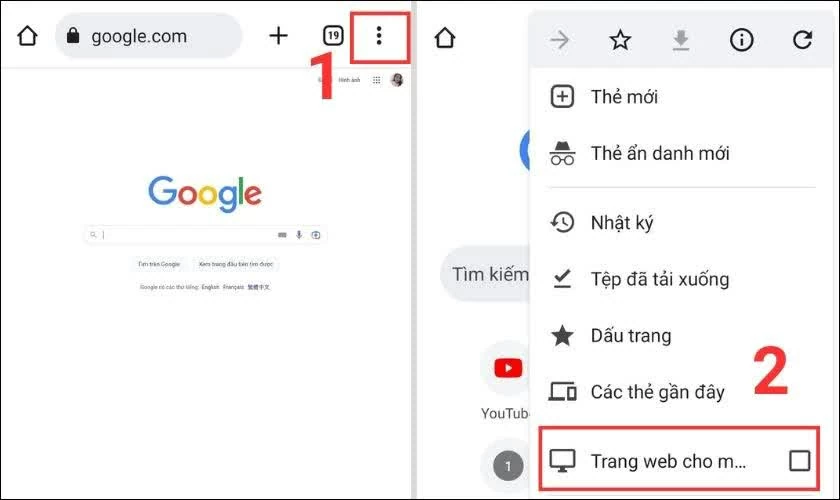 Mở trình duyệt Chrome trên điện thoại.