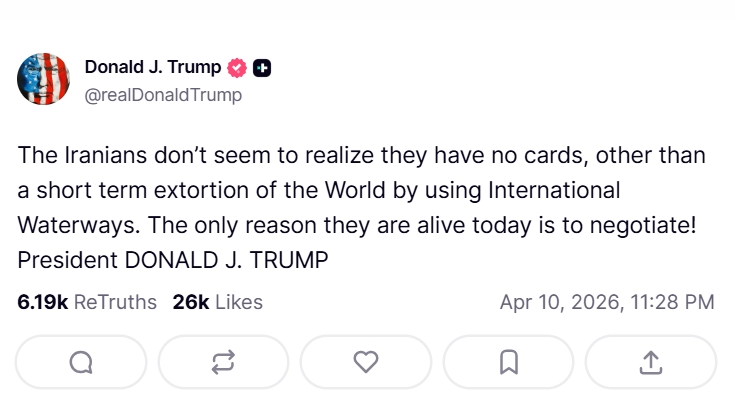 Tổng thống Trump dồn sức ép trước đàm phán, nói Tehran ‘không còn lá bài nào’ ngoài eo biển Hormuz, Iran cảnh báo gắt