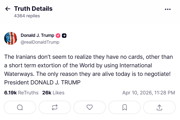 Tổng thống Trump dồn sức ép trước đàm phán, nói Tehran ‘không còn lá bài nào’ ngoài eo biển Hormuz, Iran cảnh báo gắt