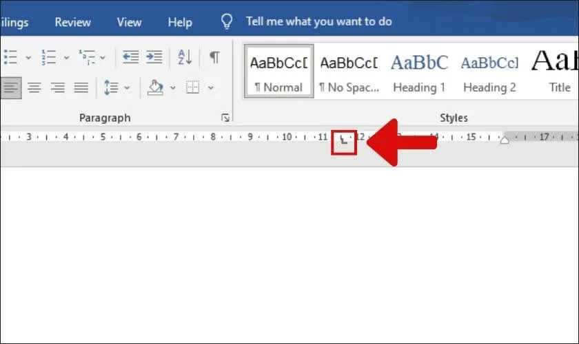 Xác định vị trí muốn kết thúc dòng chấm trên thước.