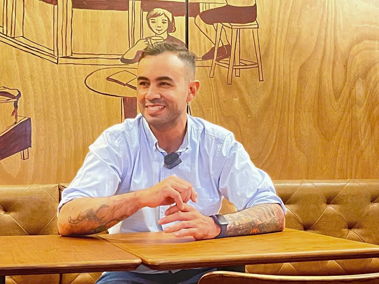 Anh Chris Garcia là một trong những người sáng lập ra CLB tiếng Tây Ban Nha tại Hà Nội. (Ảnh: Đoàn Ngân) Anh Chris Garcia là một trong những người sáng lập ra CLB tiếng Tây Ban Nha tại Hà Nội. (Ảnh: Đoàn Ngân)