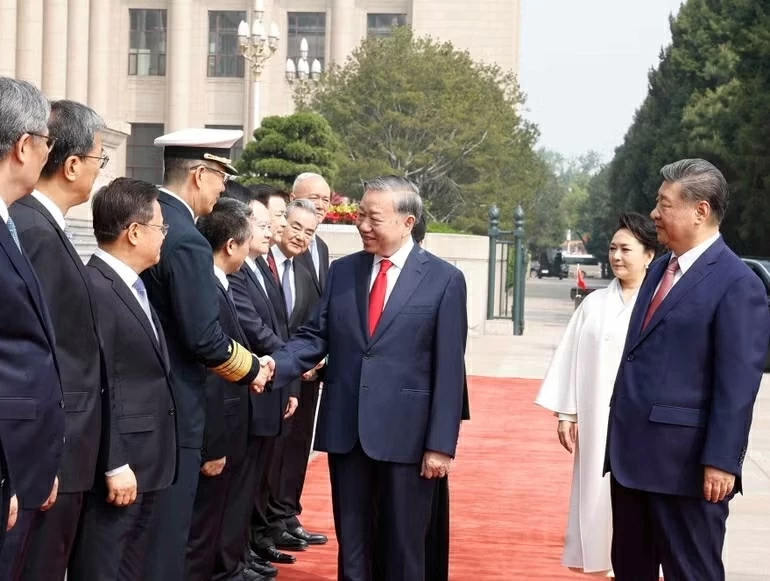 Toàn cảnh Lễ đón Tổng Bí thư, Chủ tịch nước Tô Lâm thăm cấp Nhà nước đến Trung Quốc