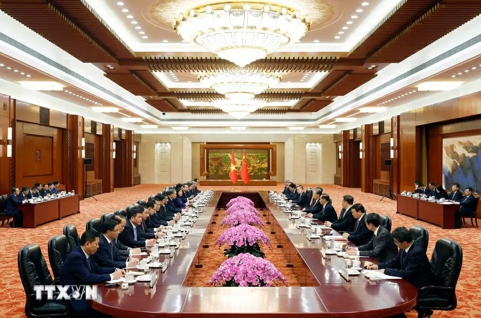 Tổng Bí thư, Chủ tịch nước Tô Lâm hội kiến Ủy viên trưởng Nhân đại toàn quốc Trung Quốc Triệu Lạc Tế Tổng Bí thư, Chủ tịch nước Tô Lâm hội kiến Ủy viên trưởng Nhân đại toàn quốc Trung Quốc Triệu Lạc Tế