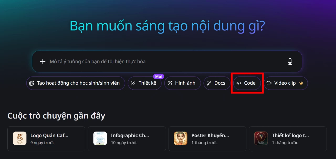 Truy cập vào Canva AI. Truy cập vào Canva AI.
