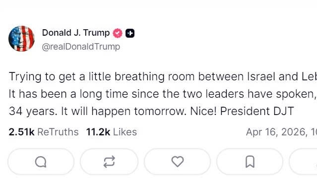 Tổng thống Donald Trump: Lebanon và Israel sắp đối thoại lần đầu tiên sau nhiều thập kỷ