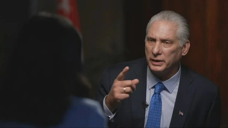 Chủ tịch Cuba Miguel Díaz-Canel trả lời phỏng vấn kênh NBC News. (Nguồn: NBC)
