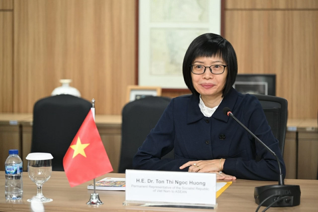 Đại sứ Tôn Thị Ngọc Hương tái khẳng định đường lối đối ngoại độc lập, tự chủ của Việt Nam, đồng thời nhấn mạnh định hướng định hướng tăng cường hợp tác thực chất trong ASEAN. (Nguồn: