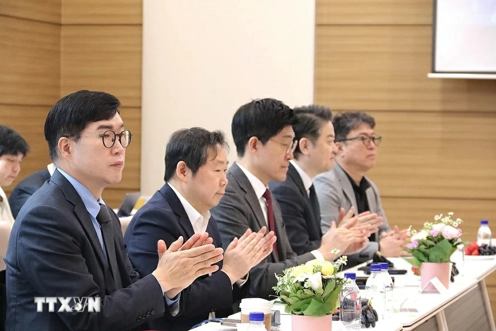 Bà Nguyễn Thị Thái Bình, Tham tán Công sứ, Đại sứ quán Việt Nam tại Hàn Quốc, phát biểu tại Tọa đàm. (Nguồn: TTXVN)