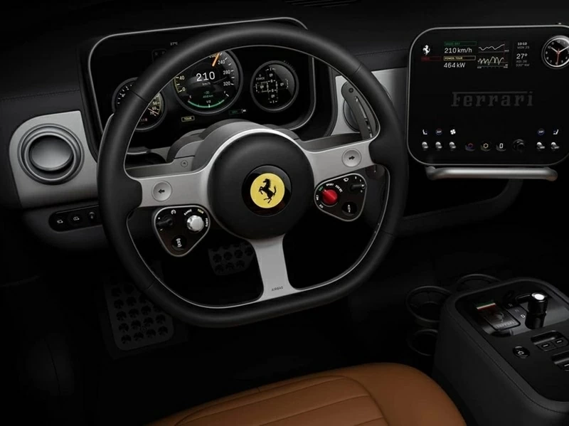 Khoang nội thất của mẫu SUV điện Ferrari Luce. Khoang nội thất của mẫu SUV điện Ferrari Luce.