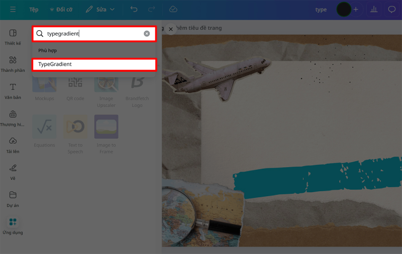 Gõ từ khóa “Typegradient”.