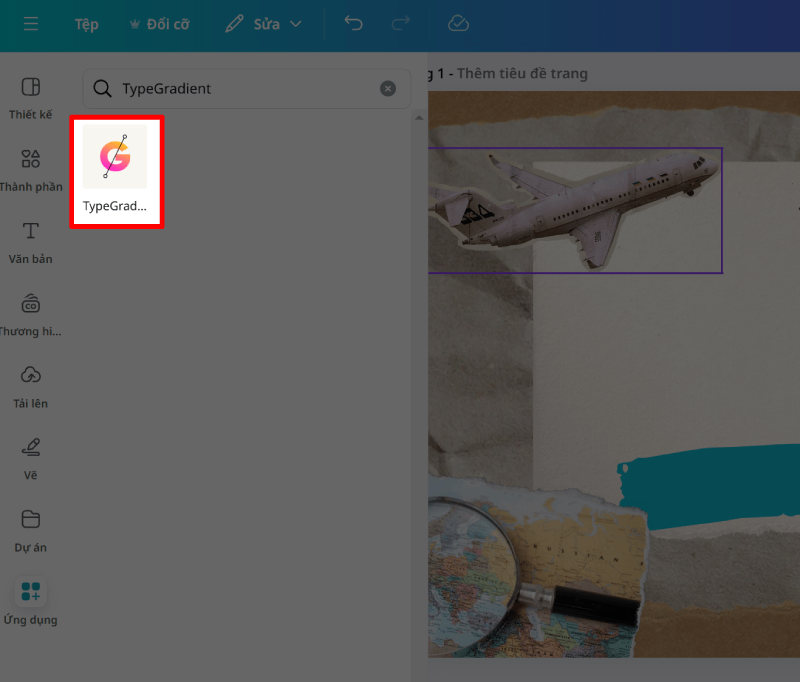 Nhấn chọn ứng dụng Typegradient khi nó xuất hiện trong danh sách.