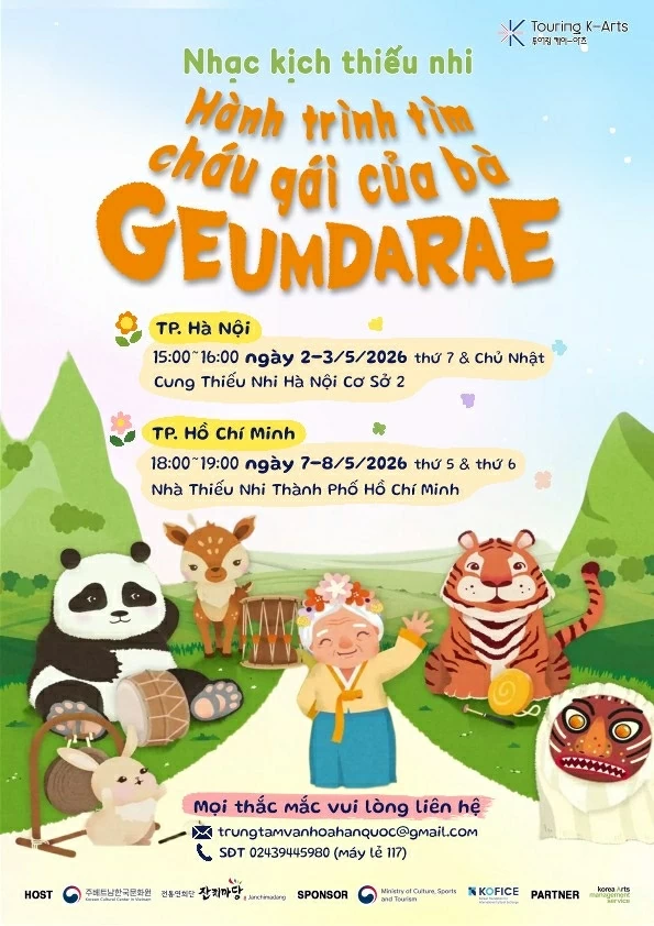 Hành trình nghệ thuật đầy hứng khởi dành riêng cho các bạn nhỏ Việt Nam: Nhạc kịch Hành trình tìm cháu gái của bà Geumdarae Hành trình nghệ thuật đầy hứng khởi dành riêng cho các bạn nhỏ Việt Nam: Nhạc kịch Hành trình tìm cháu gái của bà Geumdarae