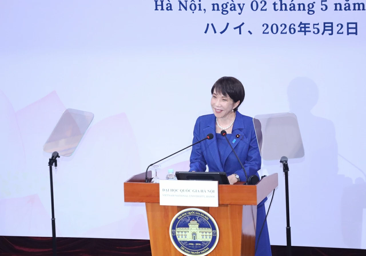 Thủ tướng Nhật Bản Takaichi Sanae bày tỏ niềm vui khi trở lại Hà Nội. (Ảnh: Thành Long)