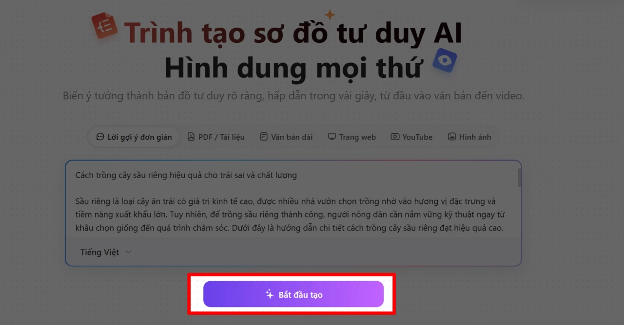Nhập nội dung hoặc chủ đề mà bạn muốn AI hỗ trợ xây dựng sơ đồ. Nhập nội dung hoặc chủ đề mà bạn muốn AI hỗ trợ xây dựng sơ đồ.
