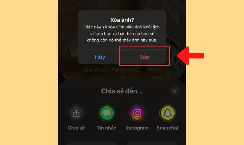 Lúc này, ứng dụng sẽ hiển thị thông báo xác nhận.
