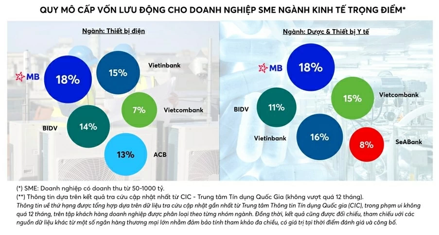 Trên cơ sở kế hoạch kinh doanh và năng lực hoạt động của doanh nghiệp, MB có thể tài trợ tới 100% nhu cầu vốn lưu động với tài sản bảo đảm.