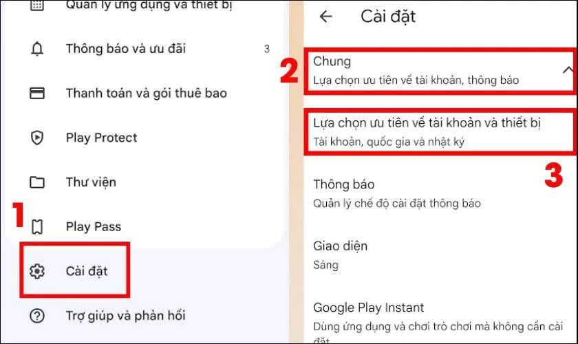 Chọn mục “Cài đặt”, tiếp theo vào phần “Chung”.