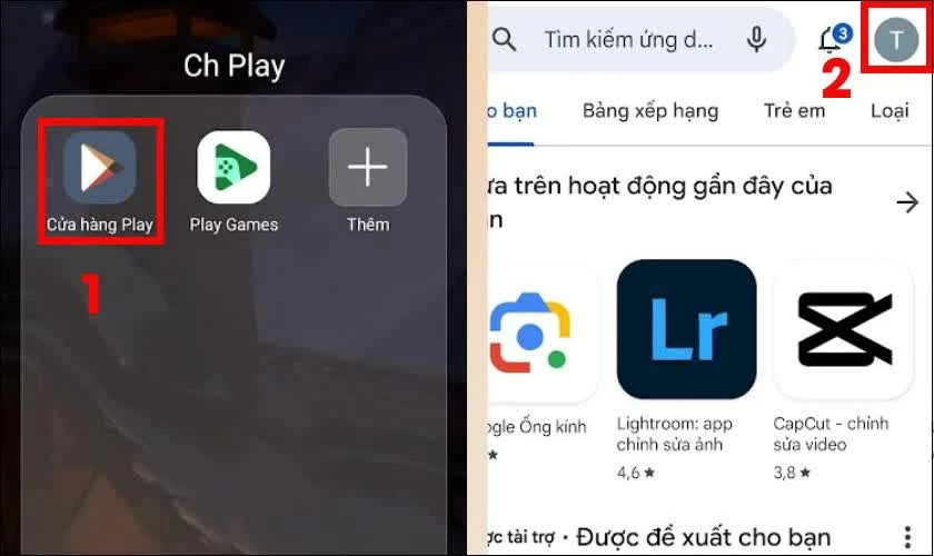 Mở ứng dụng CH Play (Google Play Store) trên điện thoại.