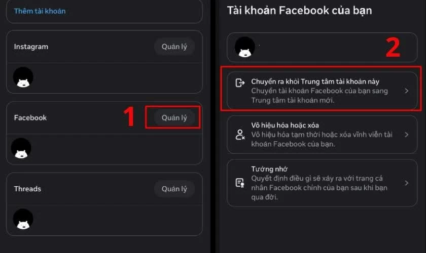 Tìm tài khoản Facebook đang kết nối.