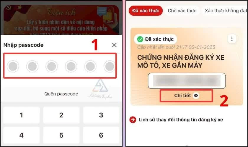 Xem thông tin giấy đăng ký xe.