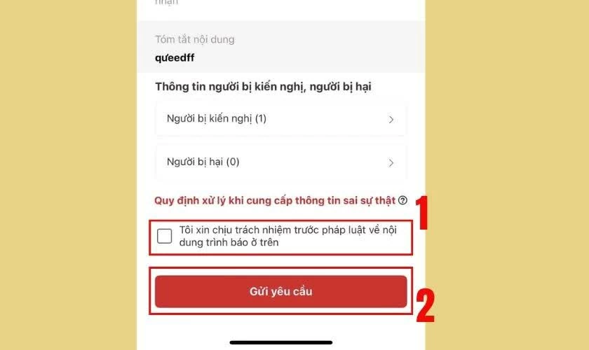 Xác nhận và gửi phản ánh.