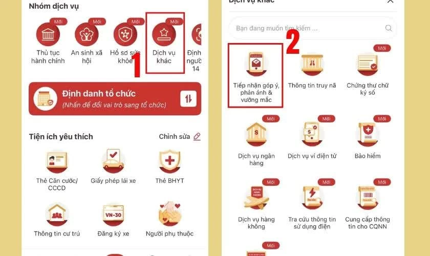 Vào mục phản ánh, kiến nghị.