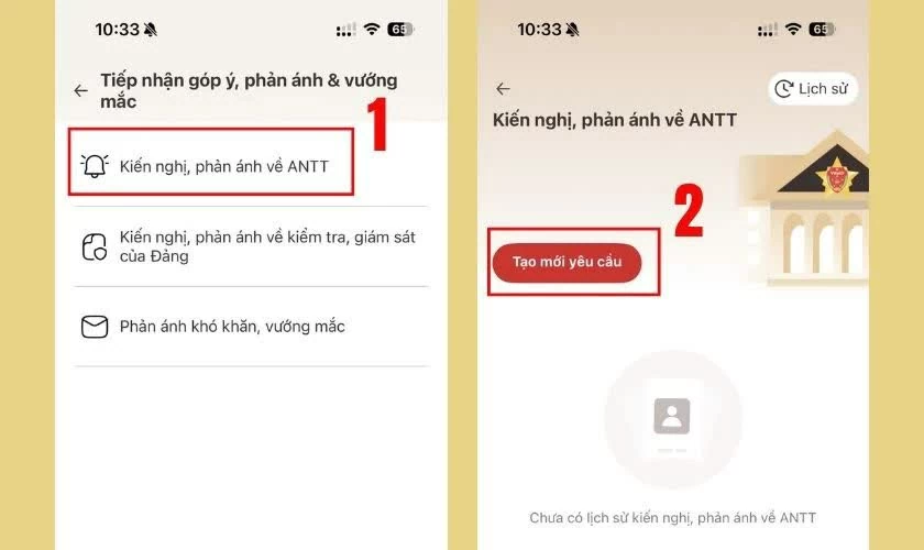 Tạo yêu cầu mới.