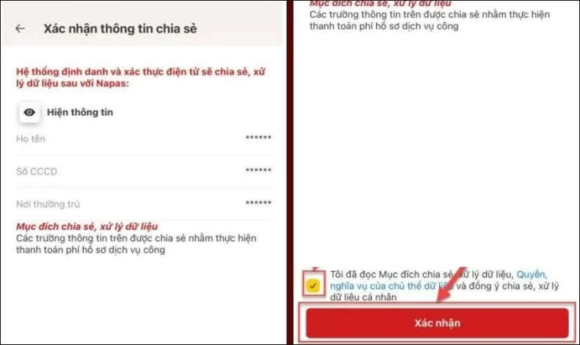 Đồng ý chia sẻ thông tin.